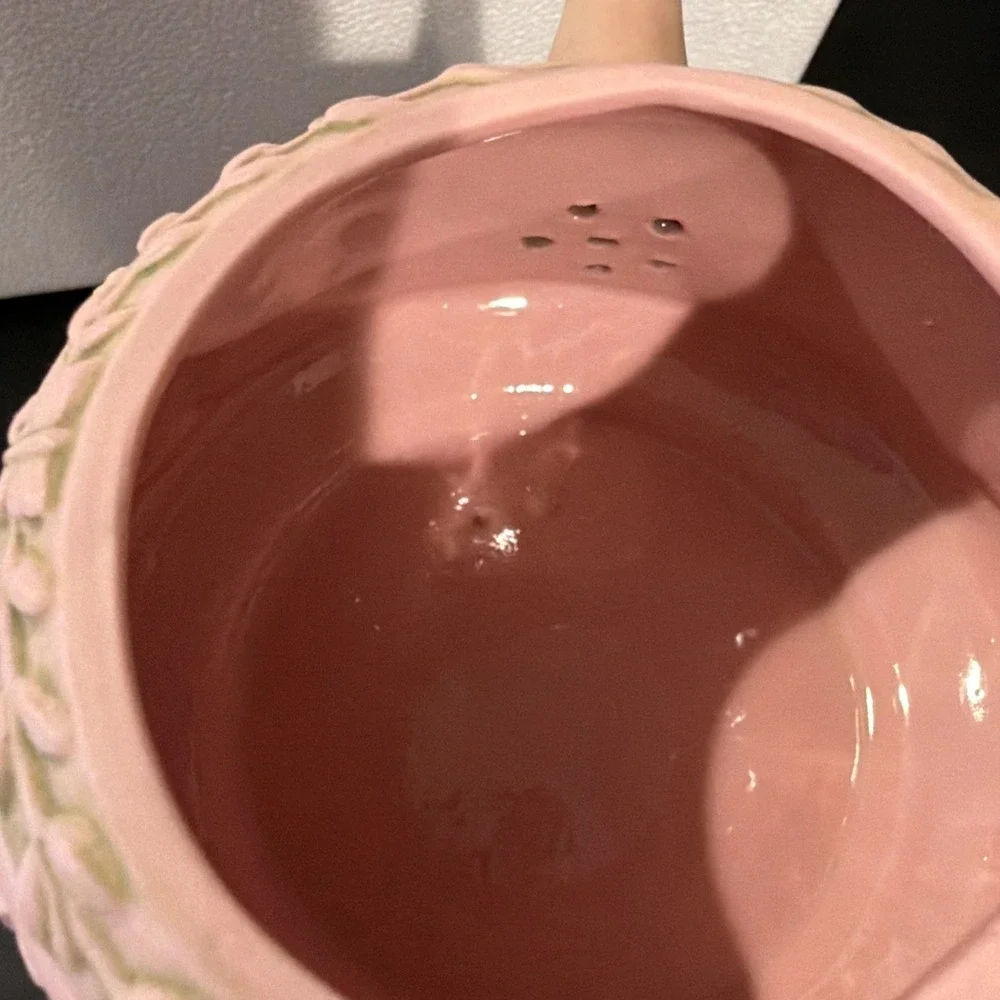 Antique Schafer‎ & Vater Pink German Jasperware Teapot Cherubs Fairies Porcelain